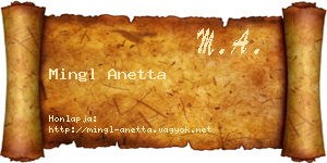 Mingl Anetta névjegykártya